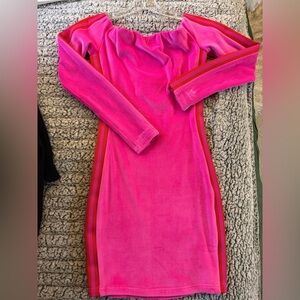 Adidas X IVY PARK off shoulder Velour Dress Sample P2 Shock Pink Size S